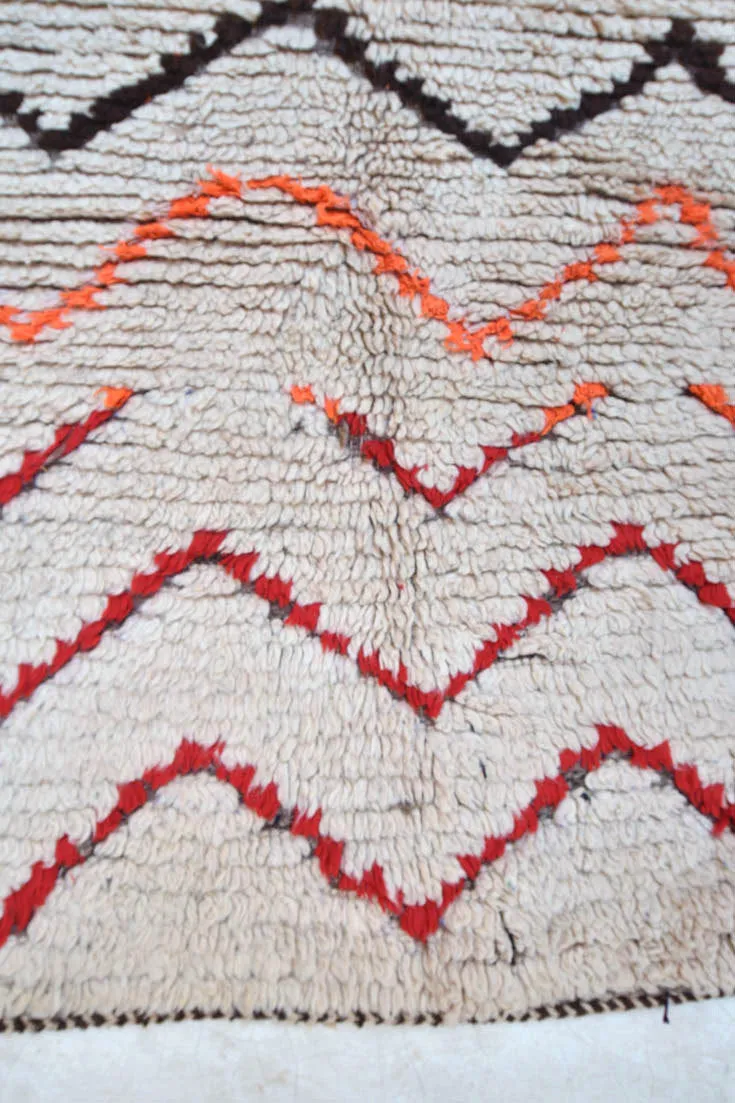 AZILAL. Vintage Moroccan Rug. Wool Boucherouite Carpet. Modern Design.