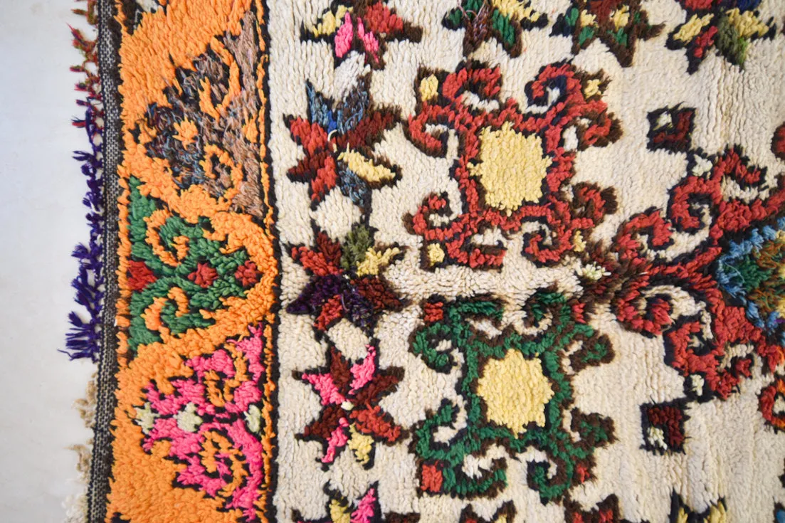 AZILAL. Vintage Moroccan Rug. Wool Boucherouite Carpet. Modern Design.