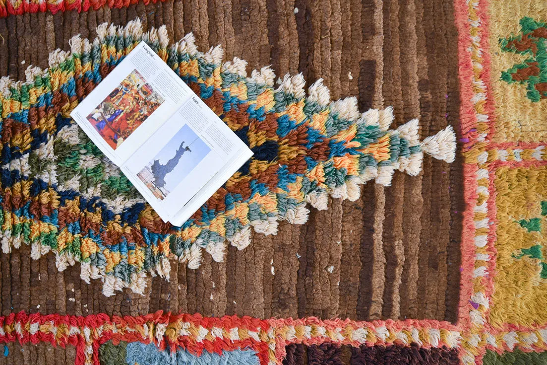Azilal. Vintage Moroccan Rug. Wool Boucherouite Carpet. Modern Design.