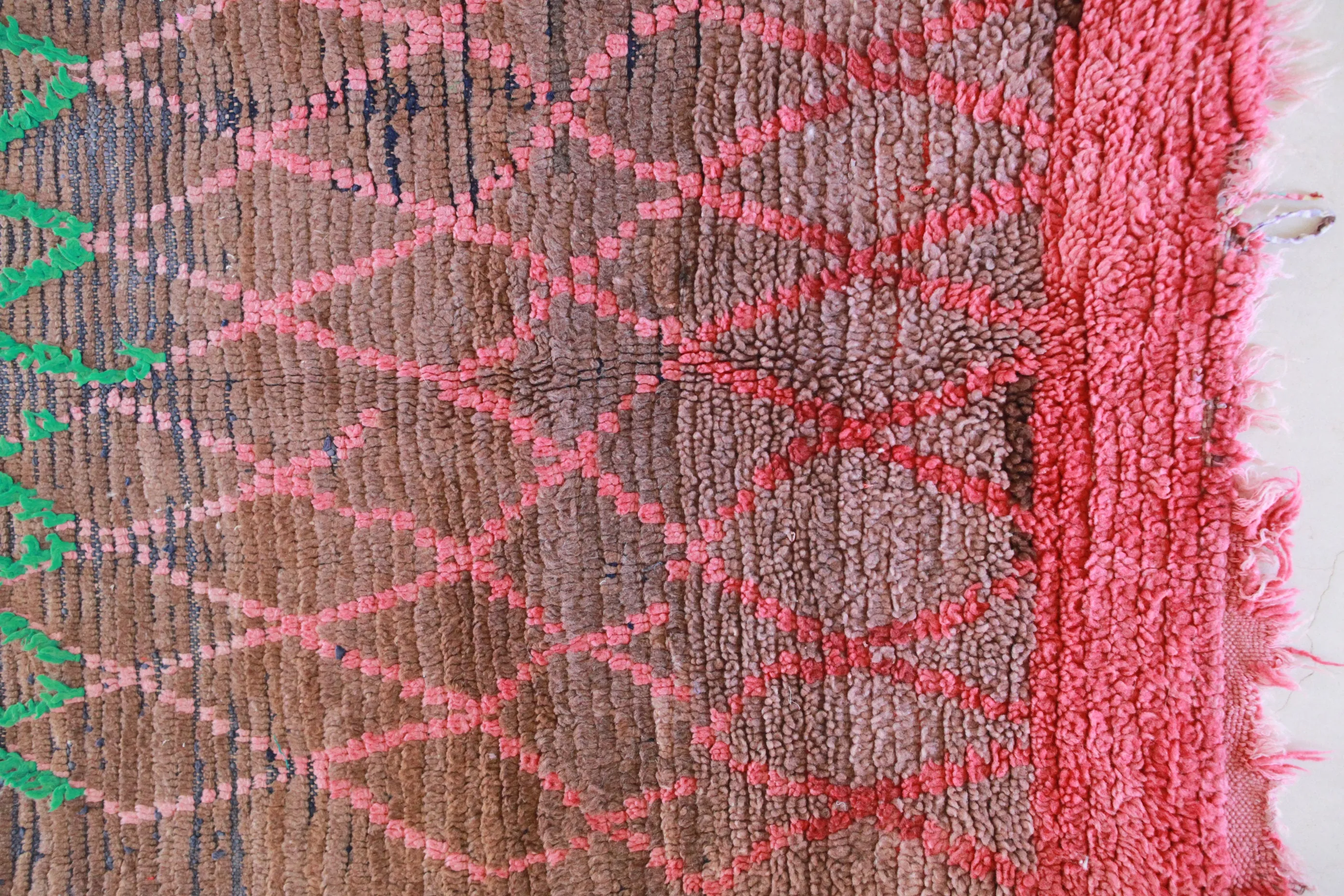 AZILAL Vintage Moroccan Rug. Wool Boucherouite Carpet. Modern Design.