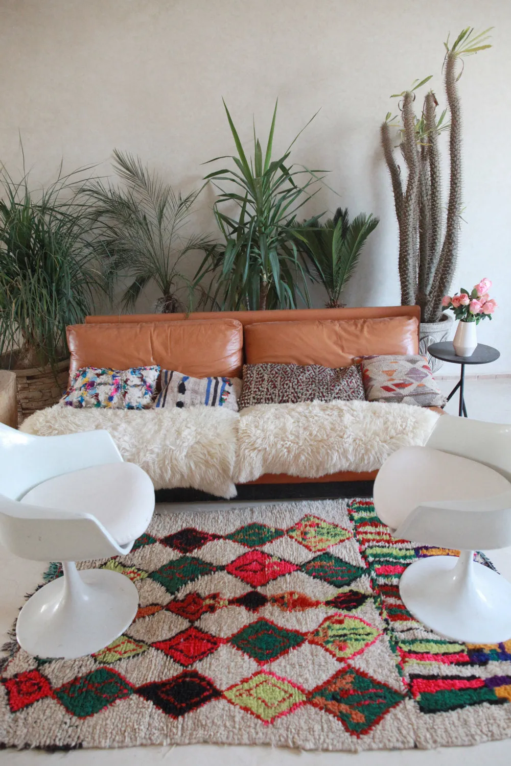 AZILAL. Vintage Moroccan Rug. Wool Boucherouite Carpet. Modern Design.