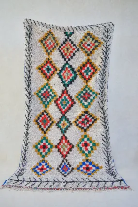 Azilal. Vintage Moroccan Rug. Wool Boucherouite Carpet. Modern Design.