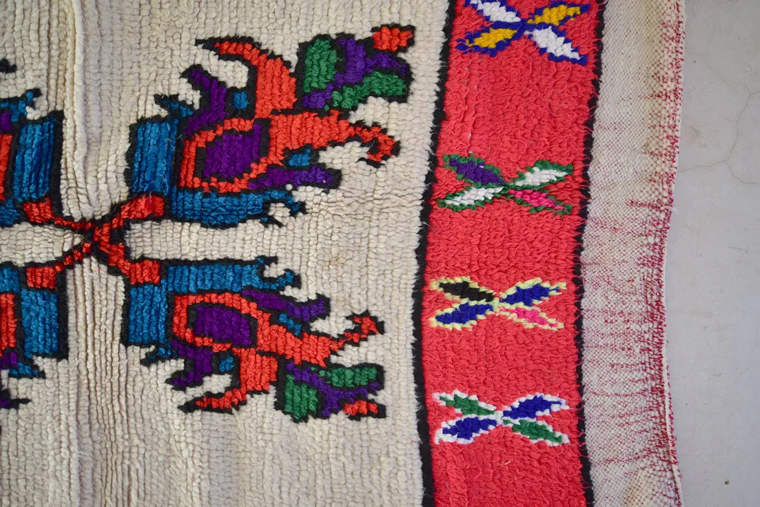 AZILAL. Vintage Moroccan Rug. Wool Boucherouite Carpet. Modern Design.