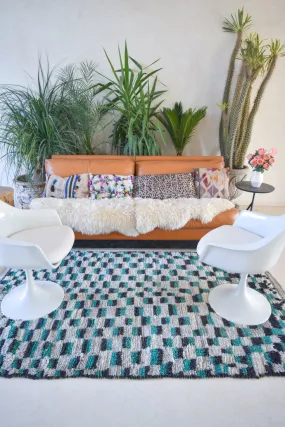 AZILAL. Vintage Moroccan Rug. Wool Boucherouite Carpet. Modern Design.