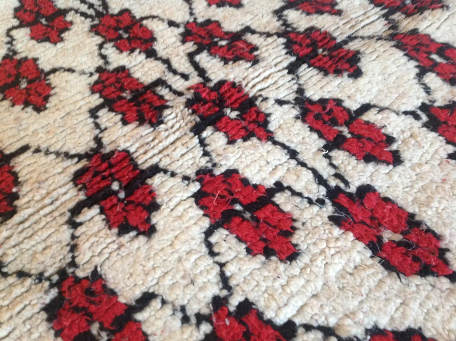 AZILAL. Vintage Moroccan Rug. Wool Boucherouite Carpet. Modern Design.