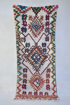 Azilal. Vintage Moroccan Rug. Wool Boucherouite Carpet. Modern Design.