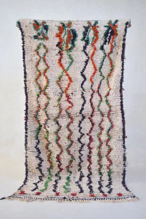 Azilal. Vintage Moroccan Rug. Wool Boucherouite Carpet. Modern Design.