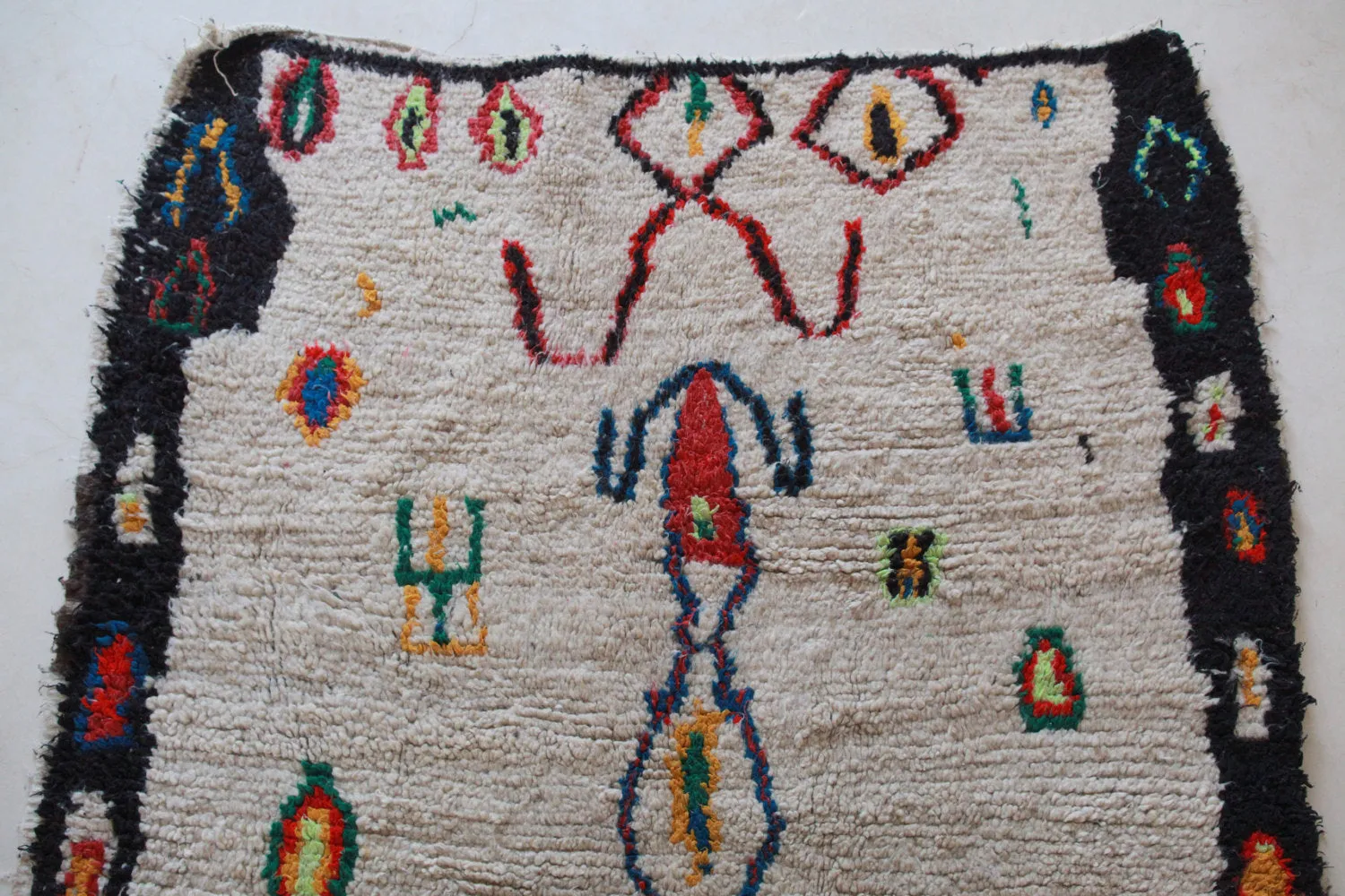 AZILAL. Vintage Moroccan Rug. Wool Boucherouite Carpet. Modern Design.