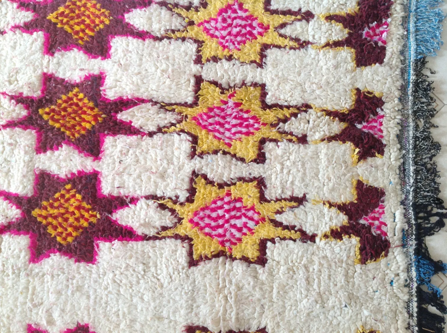 AZILAL. Vintage Moroccan Rug. Wool Boucherouite Carpet. Modern Design.