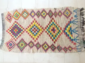 AZILAL. Vintage Moroccan Rug. Wool Boucherouite Carpet. Modern Design.