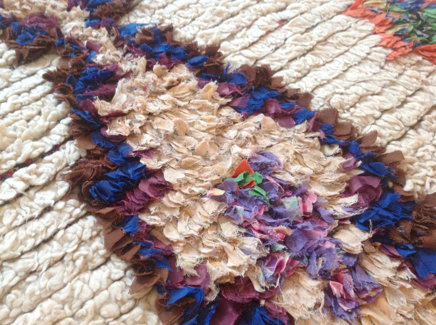 AZILAL. Vintage Moroccan Rug. Wool Boucherouite Carpet. Modern Design.