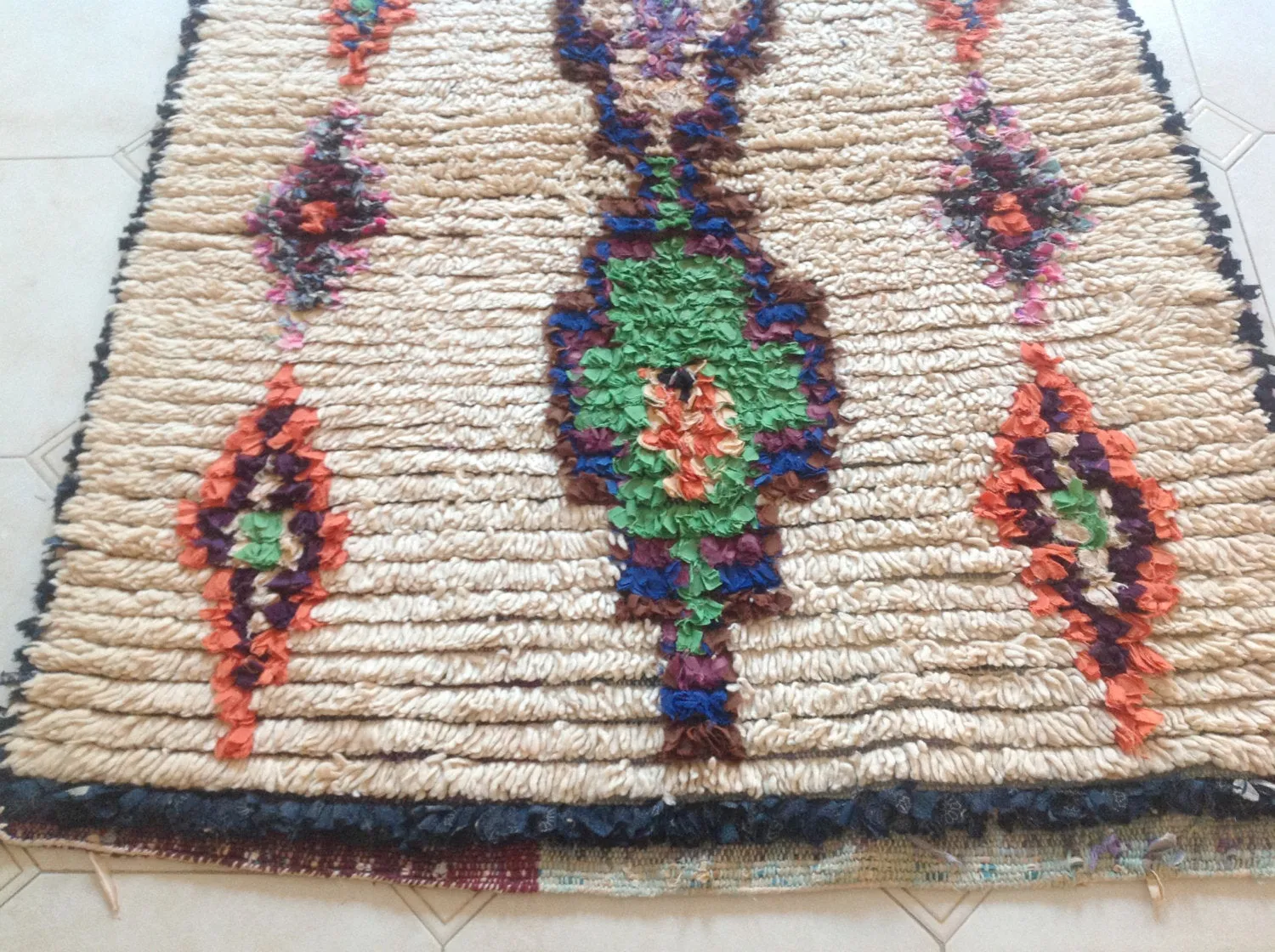 AZILAL. Vintage Moroccan Rug. Wool Boucherouite Carpet. Modern Design.