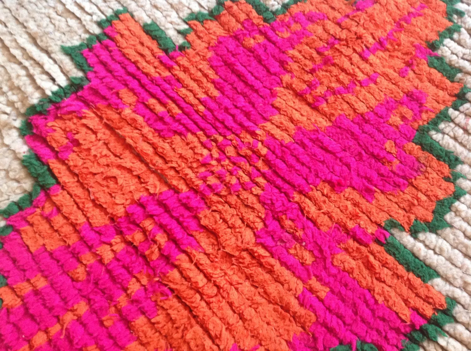AZILAL. Vintage Moroccan Rug. Wool Boucherouite Carpet. Modern Design.