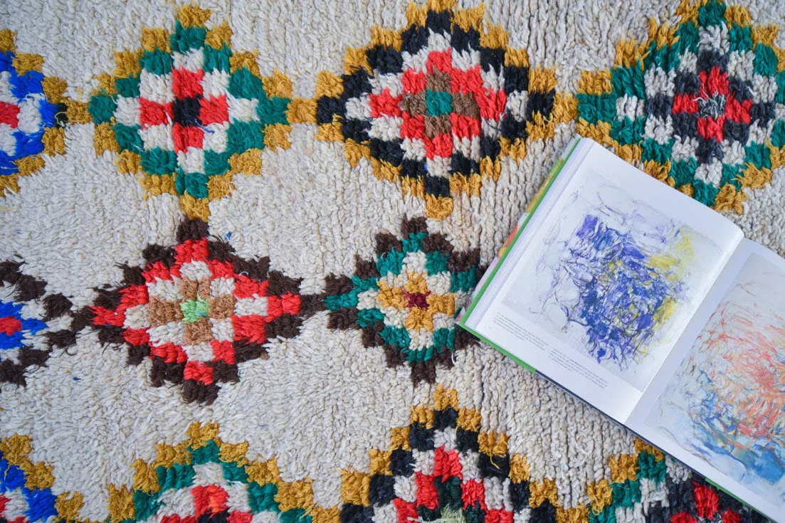 Azilal. Vintage Moroccan Rug. Wool Boucherouite Carpet. Modern Design.