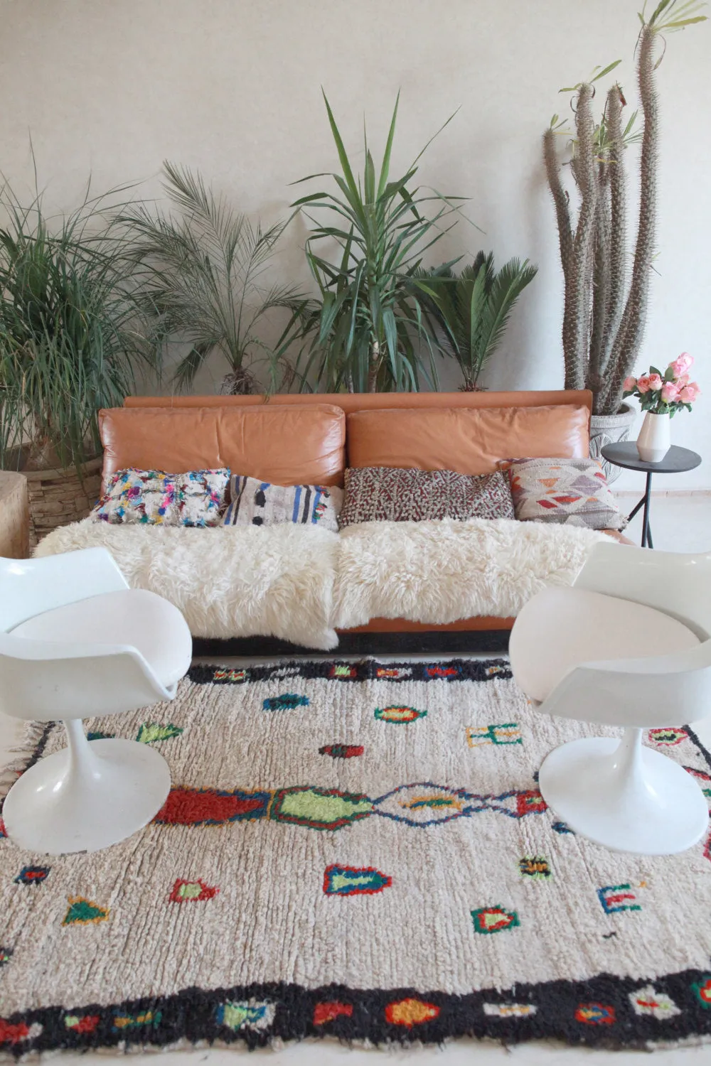 AZILAL. Vintage Moroccan Rug. Wool Boucherouite Carpet. Modern Design.