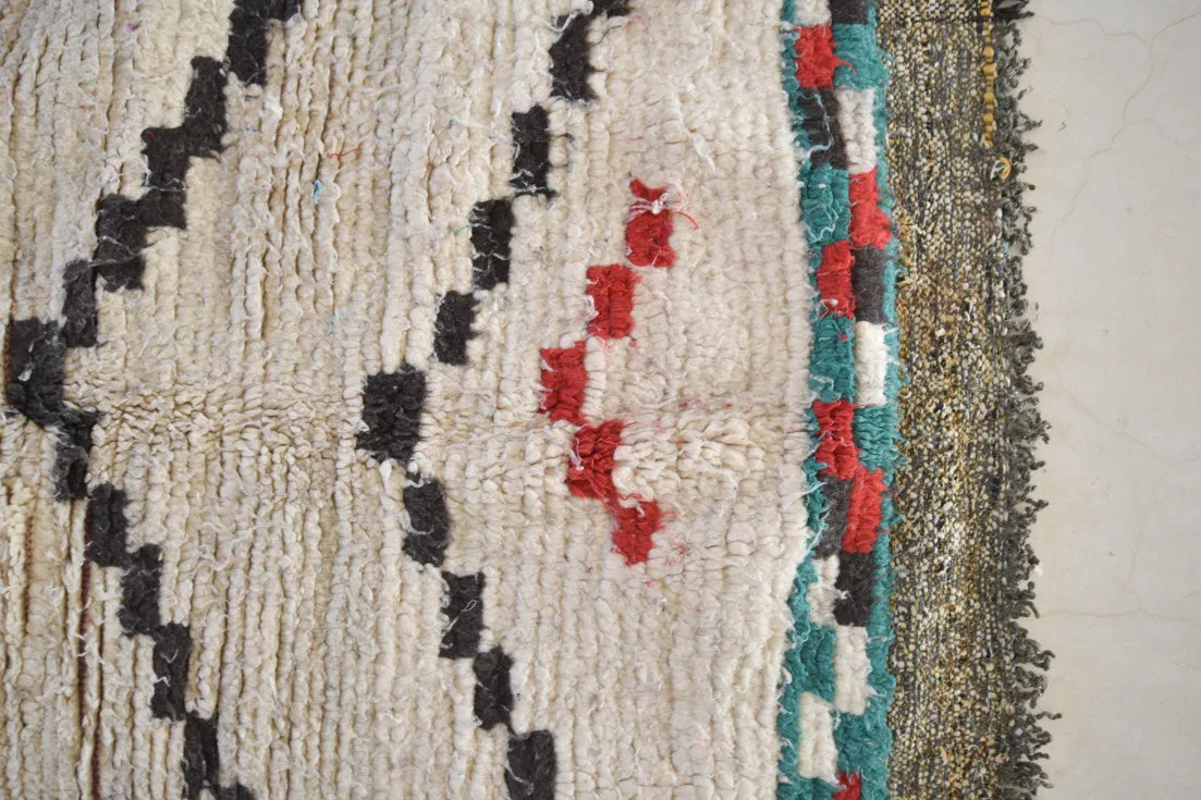 AZILAL. Vintage Moroccan Rug. Wool Boucherouite Carpet. Modern Design.