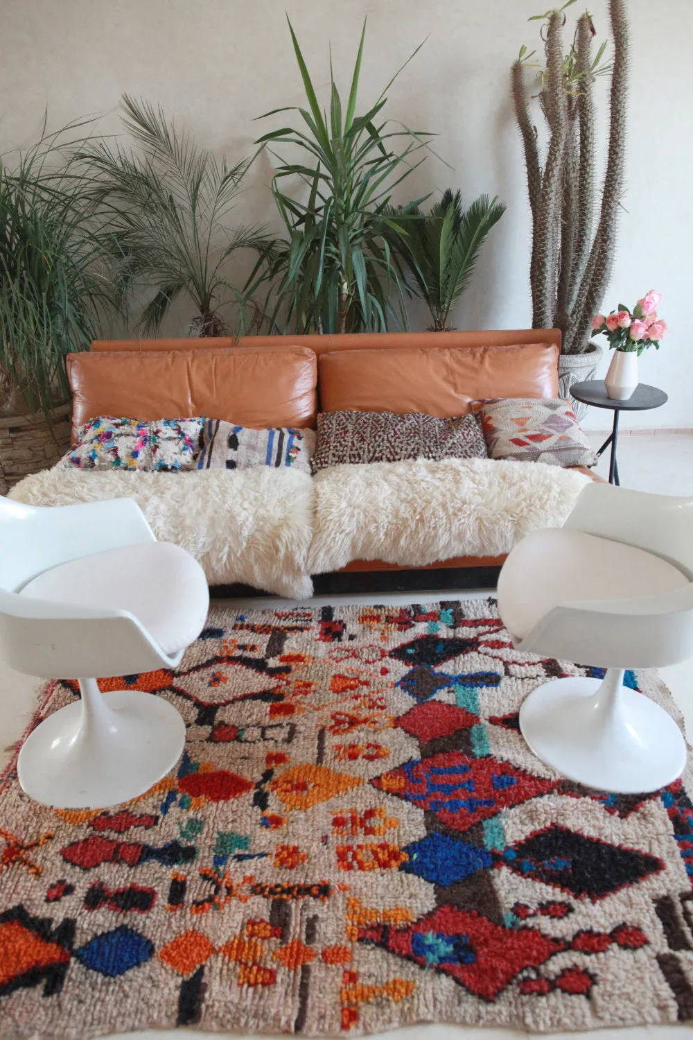 AZILAL. Vintage Moroccan Rug. Wool Boucherouite Carpet. Modern Design.