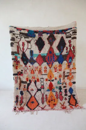 AZILAL. Vintage Moroccan Rug. Wool Boucherouite Carpet. Modern Design.