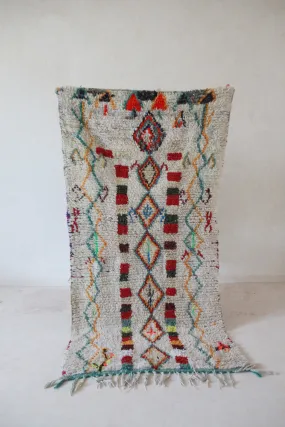 AZILAL. Vintage Moroccan Rug. Wool Boucherouite Carpet. Modern Design.