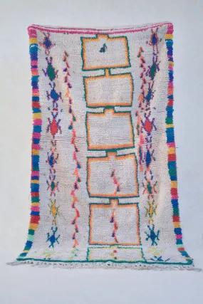 Azilal. Vintage Moroccan Rug. Wool Boucherouite Carpet. Modern Design.