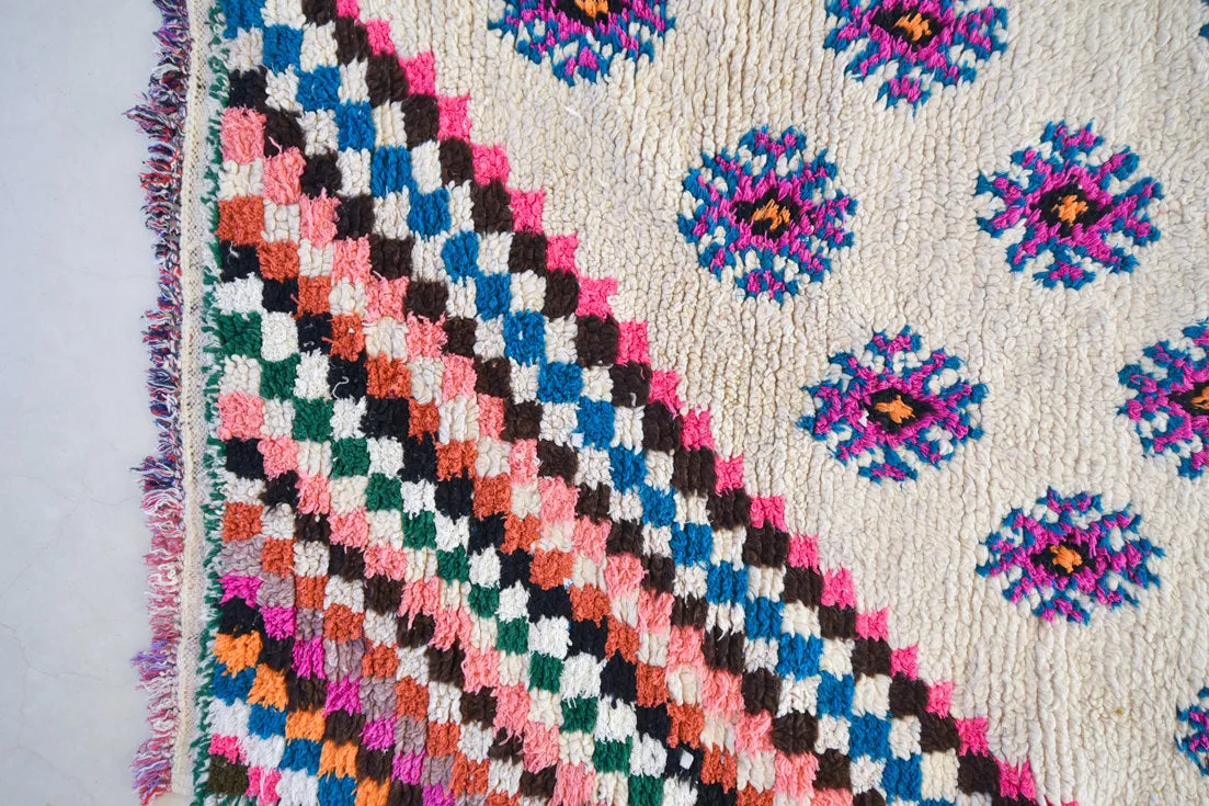 AZILAL. Vintage Moroccan Rug. Wool Boucherouite Carpet. Modern Design.