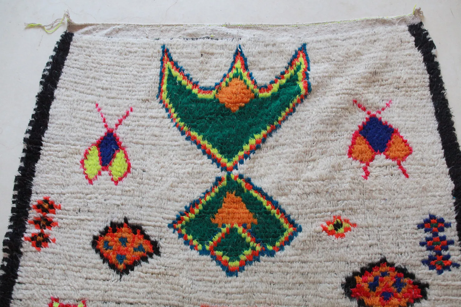 AZILAL. Vintage Moroccan Rug. Wool Boucherouite Carpet. Modern Design.