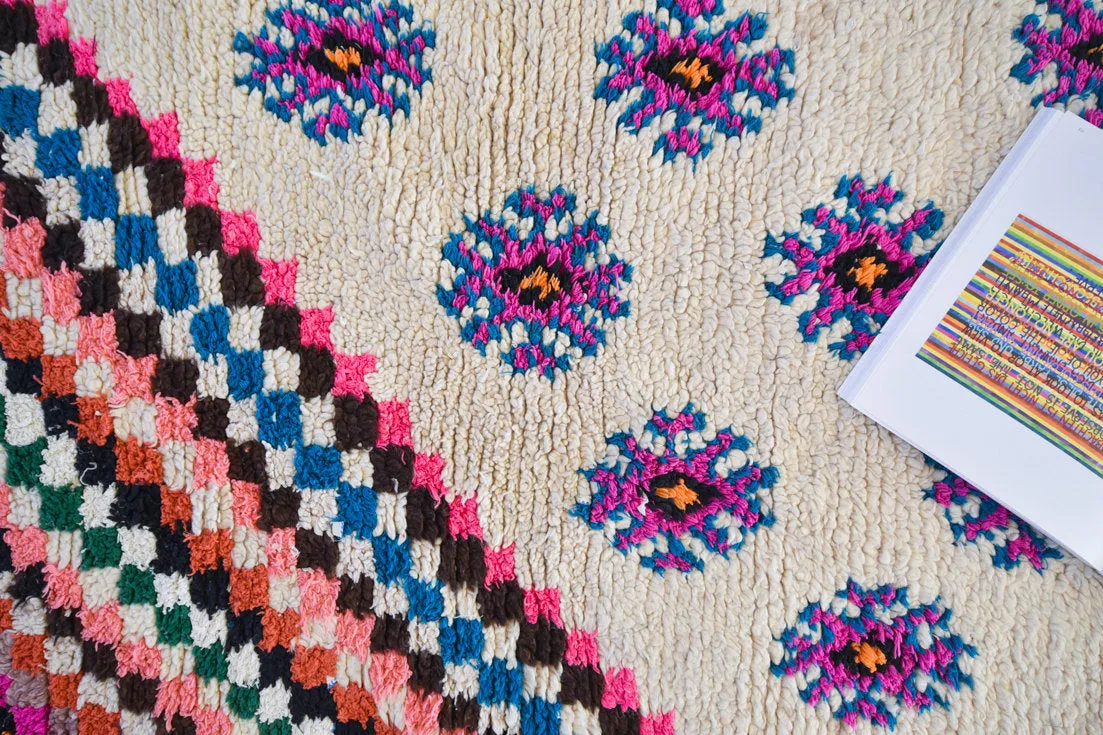 AZILAL. Vintage Moroccan Rug. Wool Boucherouite Carpet. Modern Design.