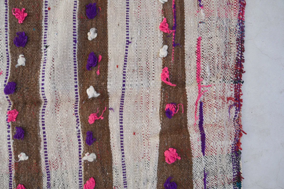 AZILAL. Vintage Moroccan Rug. Wool Boucherouite Carpet. Modern Design.