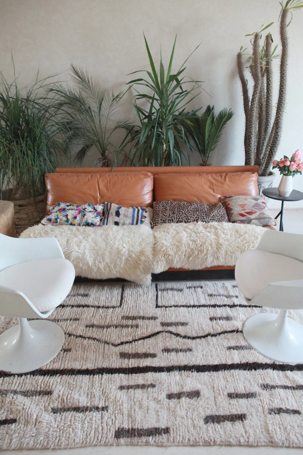 AZILAL. Vintage Moroccan Rug. Wool Boucherouite Carpet. Modern Design.