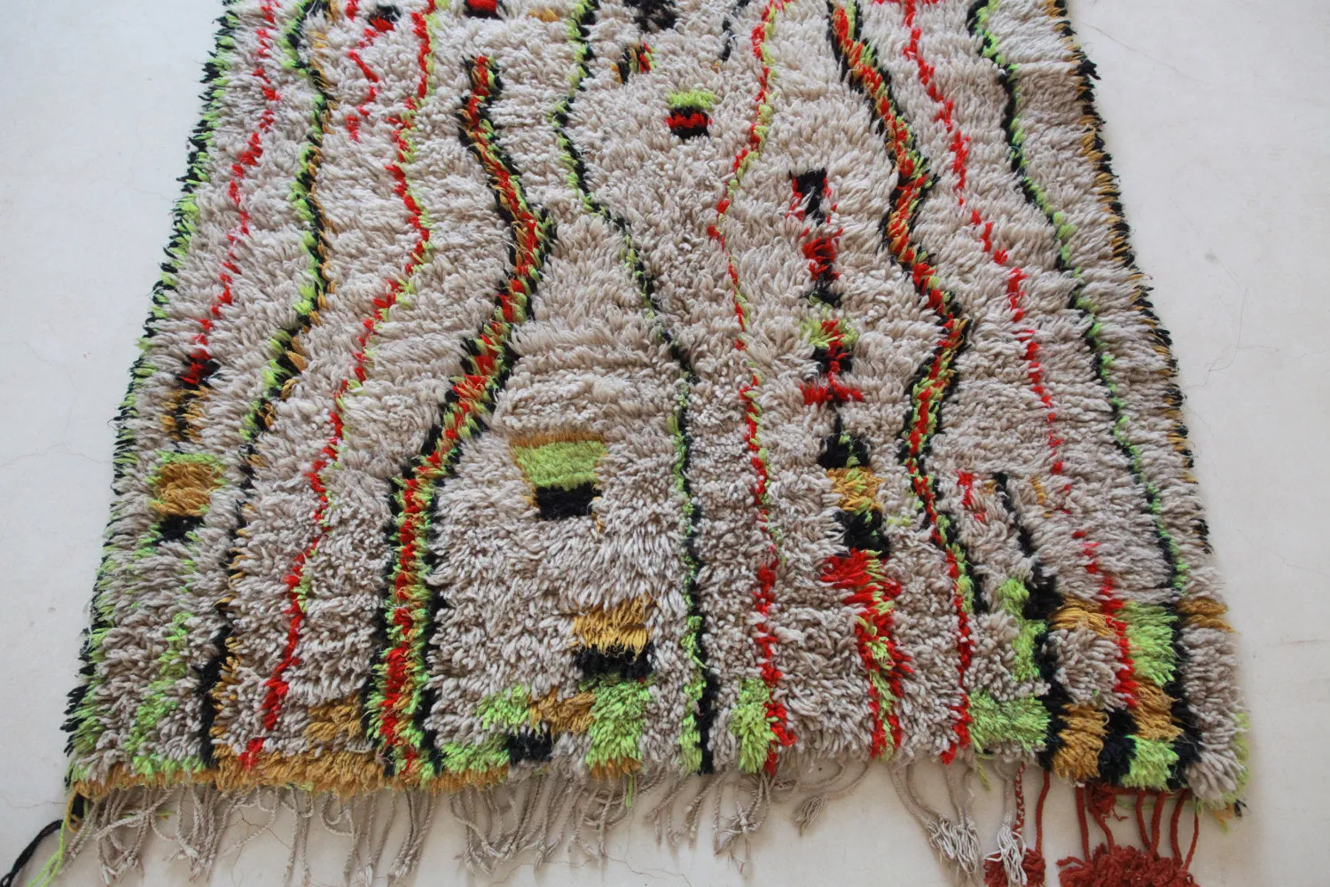AZILAL. Vintage Moroccan Rug. Wool Boucherouite Carpet. Modern Design.