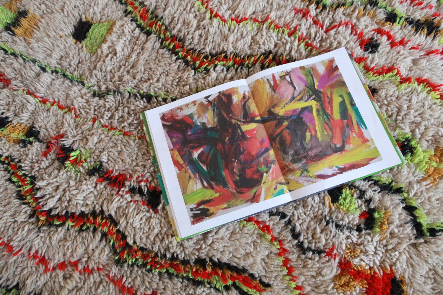AZILAL. Vintage Moroccan Rug. Wool Boucherouite Carpet. Modern Design.