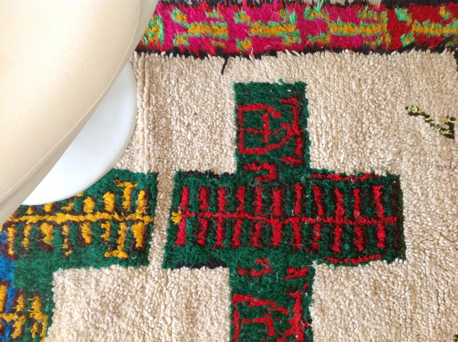 AZILAL. Vintage Moroccan Rug. Wool Boucherouite Carpet. Modern Design.