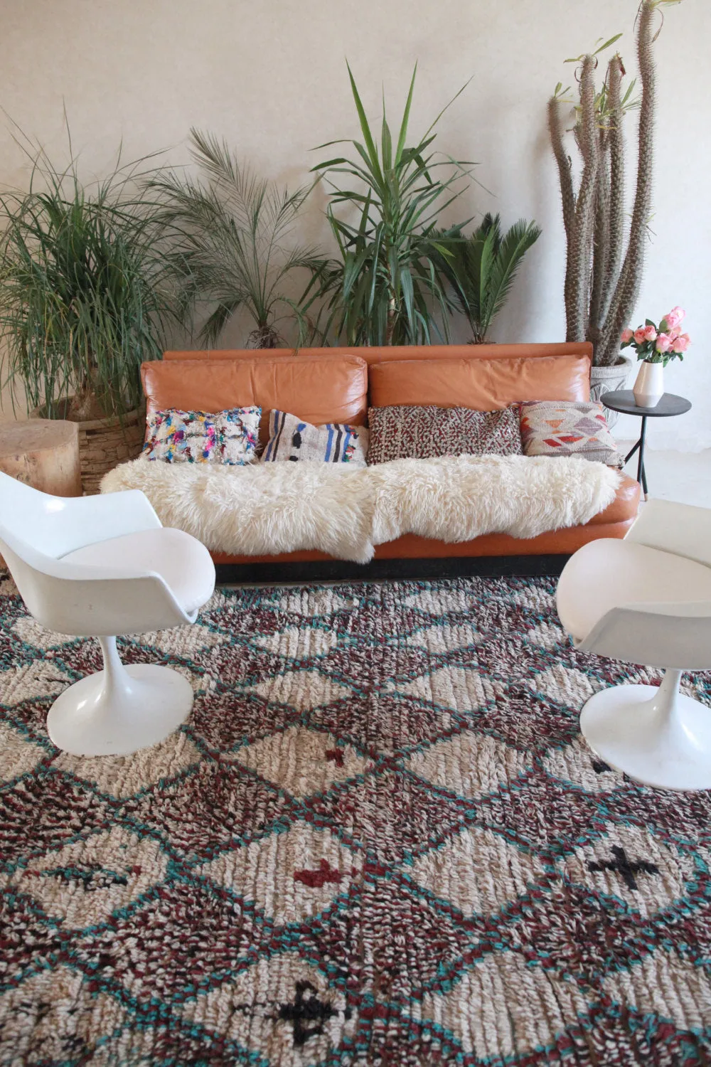 AZILAL. Vintage Moroccan Rug. Wool Boucherouite Carpet. Modern Design.