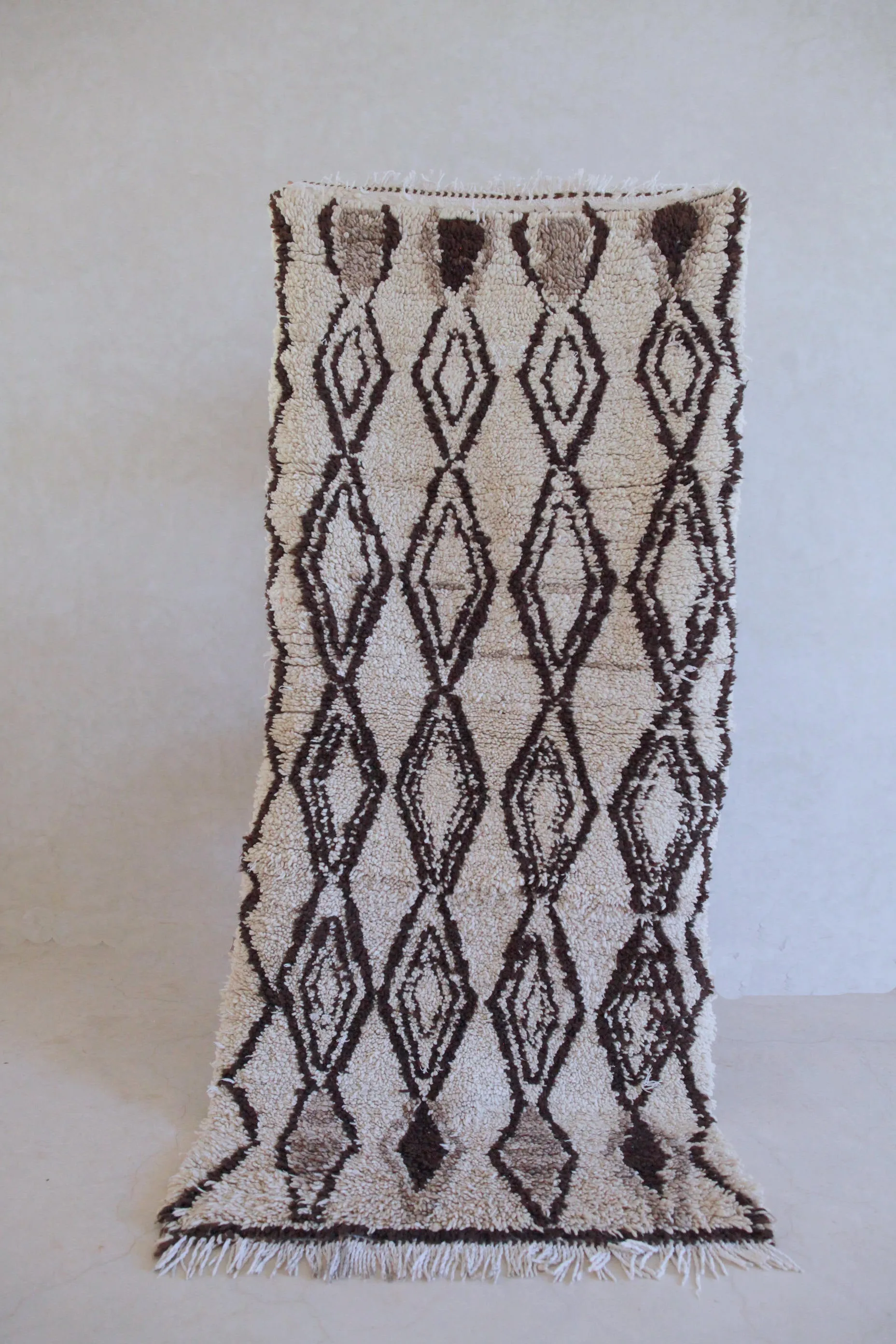 AZILAL Vintage Moroccan Rug. Wool Boucherouite Carpet. Modern Design.