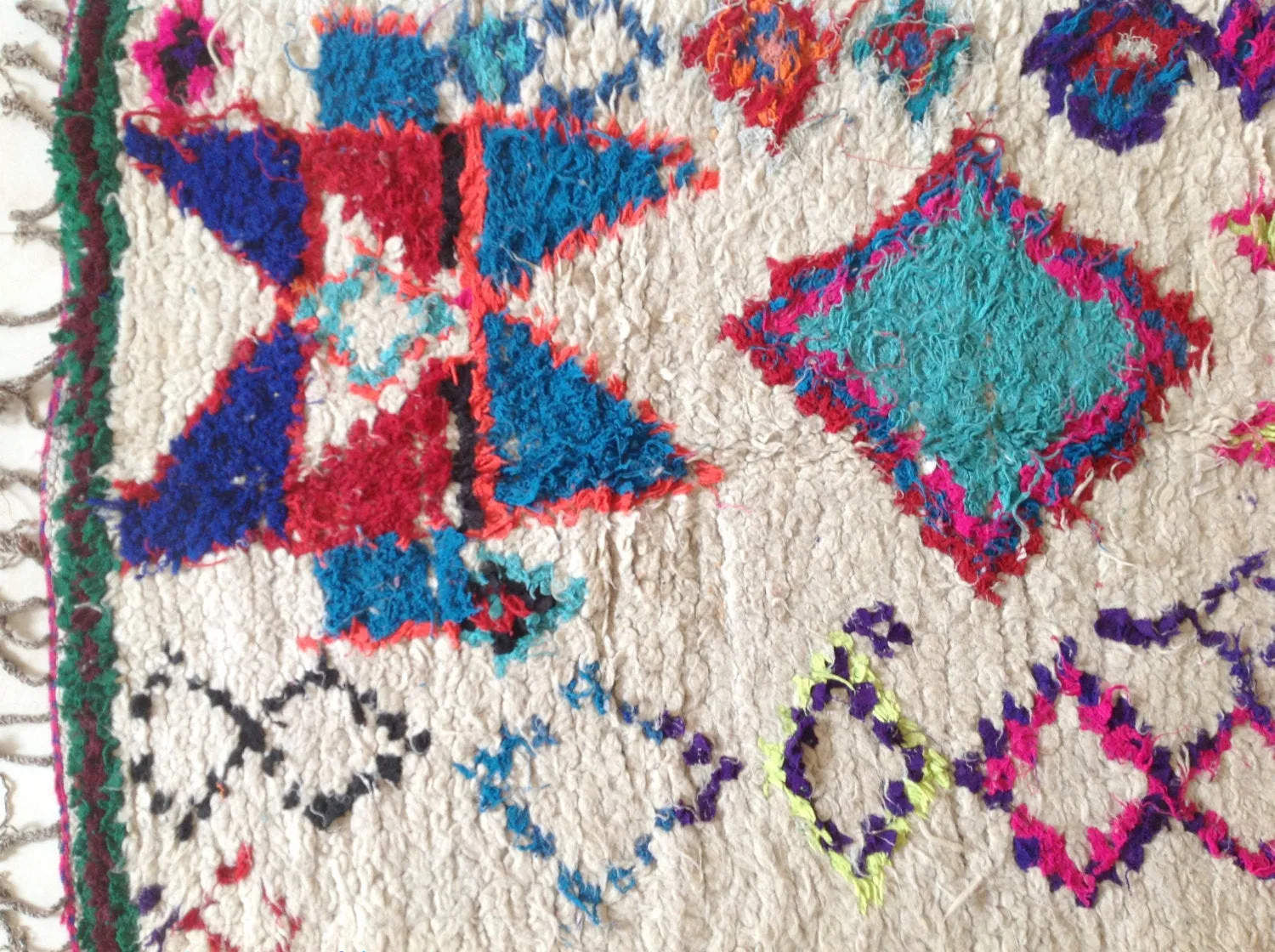 AZILAL. Vintage Moroccan Rug. Wool Boucherouite Carpet. Modern Design.