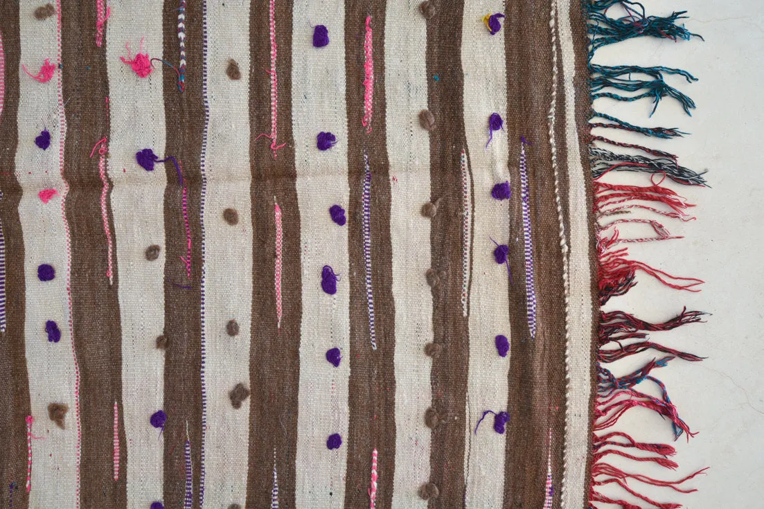 AZILAL. Vintage Moroccan Rug. Wool Boucherouite Carpet. Modern Design.