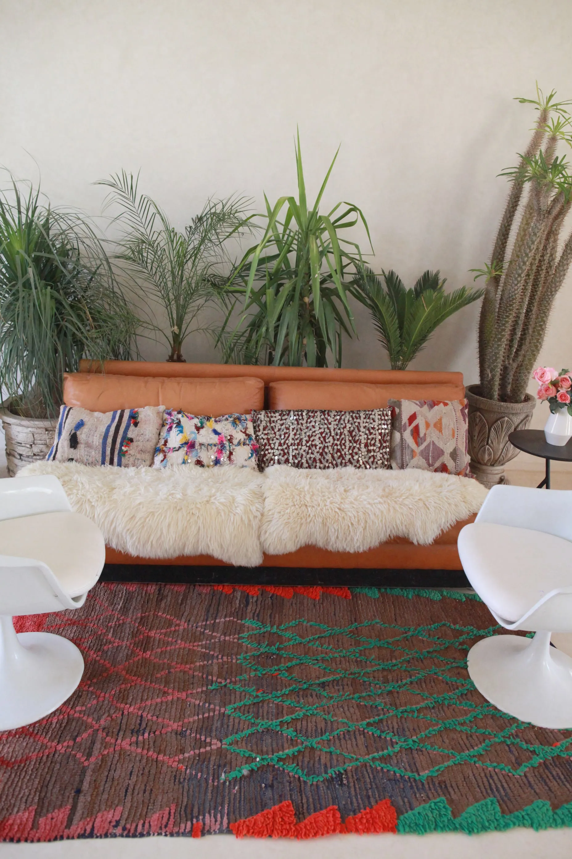 AZILAL Vintage Moroccan Rug. Wool Boucherouite Carpet. Modern Design.