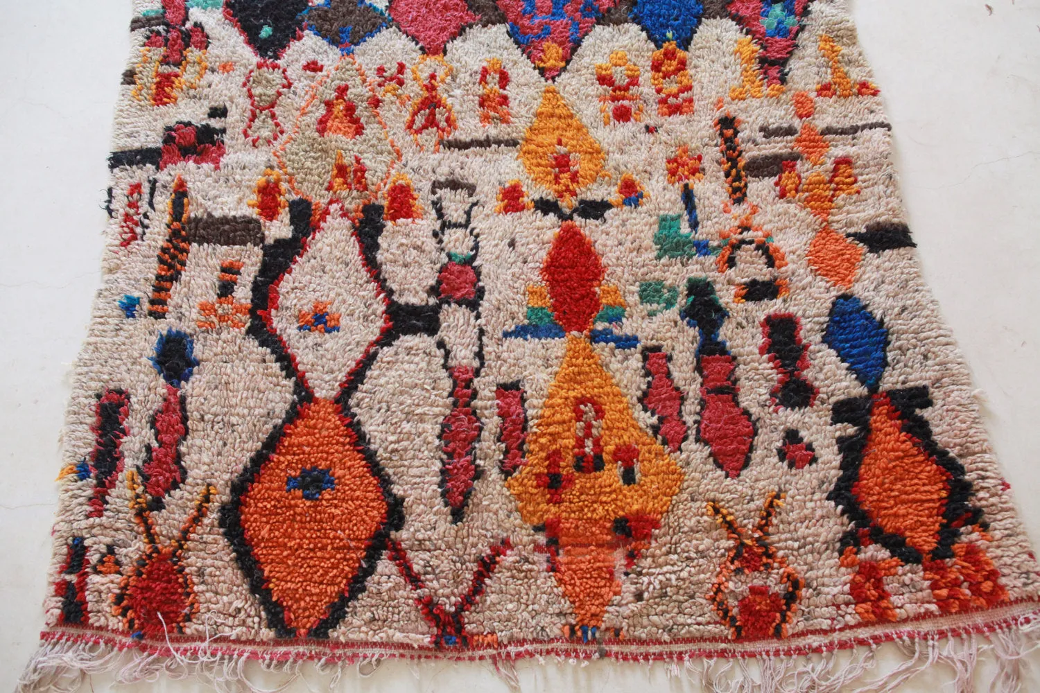 AZILAL. Vintage Moroccan Rug. Wool Boucherouite Carpet. Modern Design.