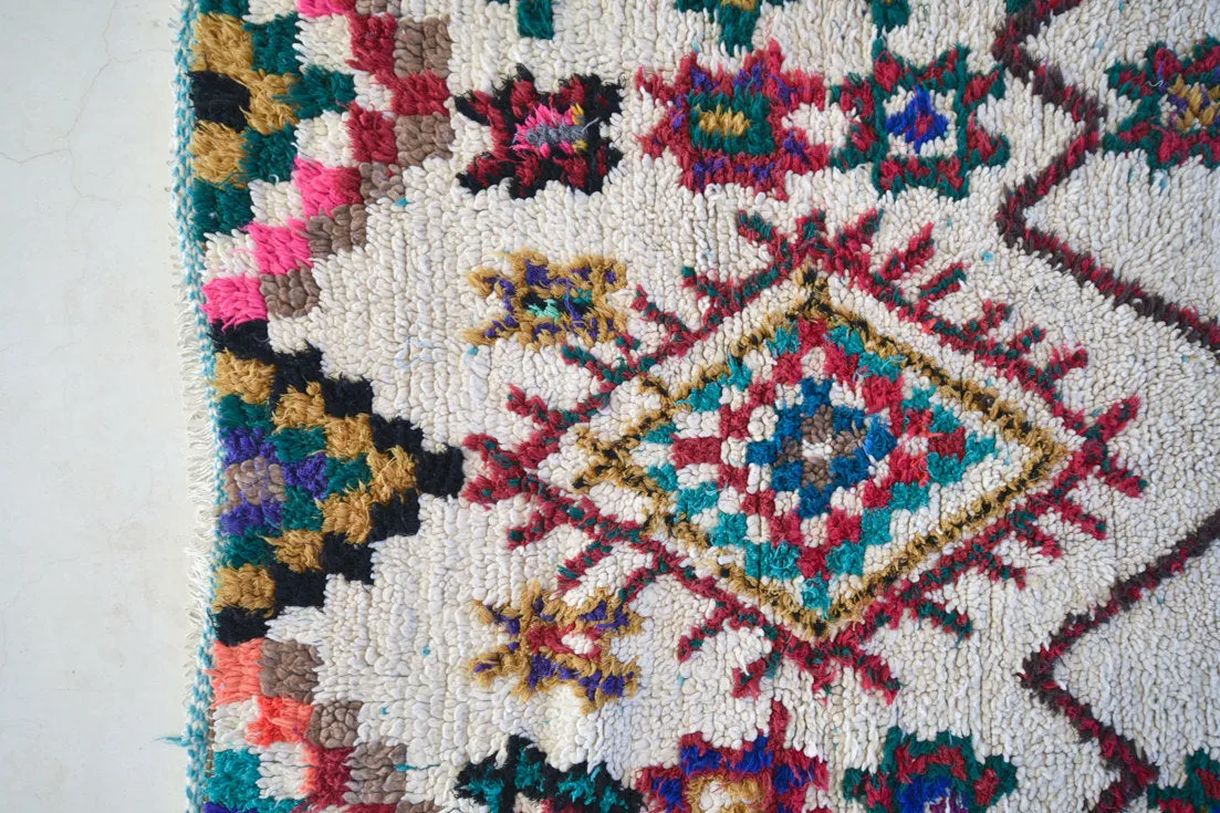 Azilal. Vintage Moroccan Rug. Wool Boucherouite Carpet. Modern Design.