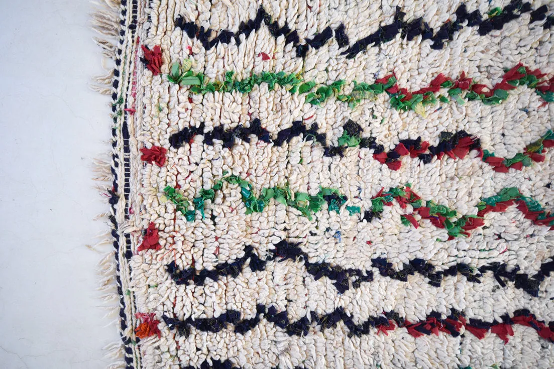 Azilal. Vintage Moroccan Rug. Wool Boucherouite Carpet. Modern Design.
