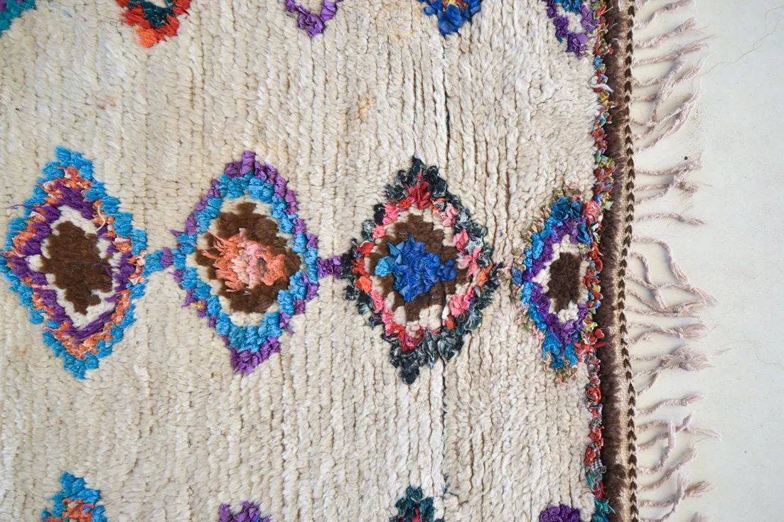 AZILAL. Vintage Moroccan Rug. Wool Boucherouite Carpet. Modern Design.