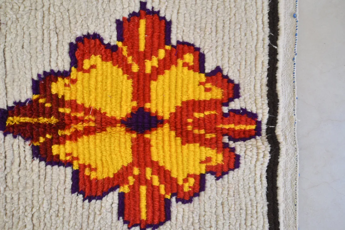 AZILAL. Vintage Moroccan Rug. Wool Boucherouite Carpet. Modern Design.
