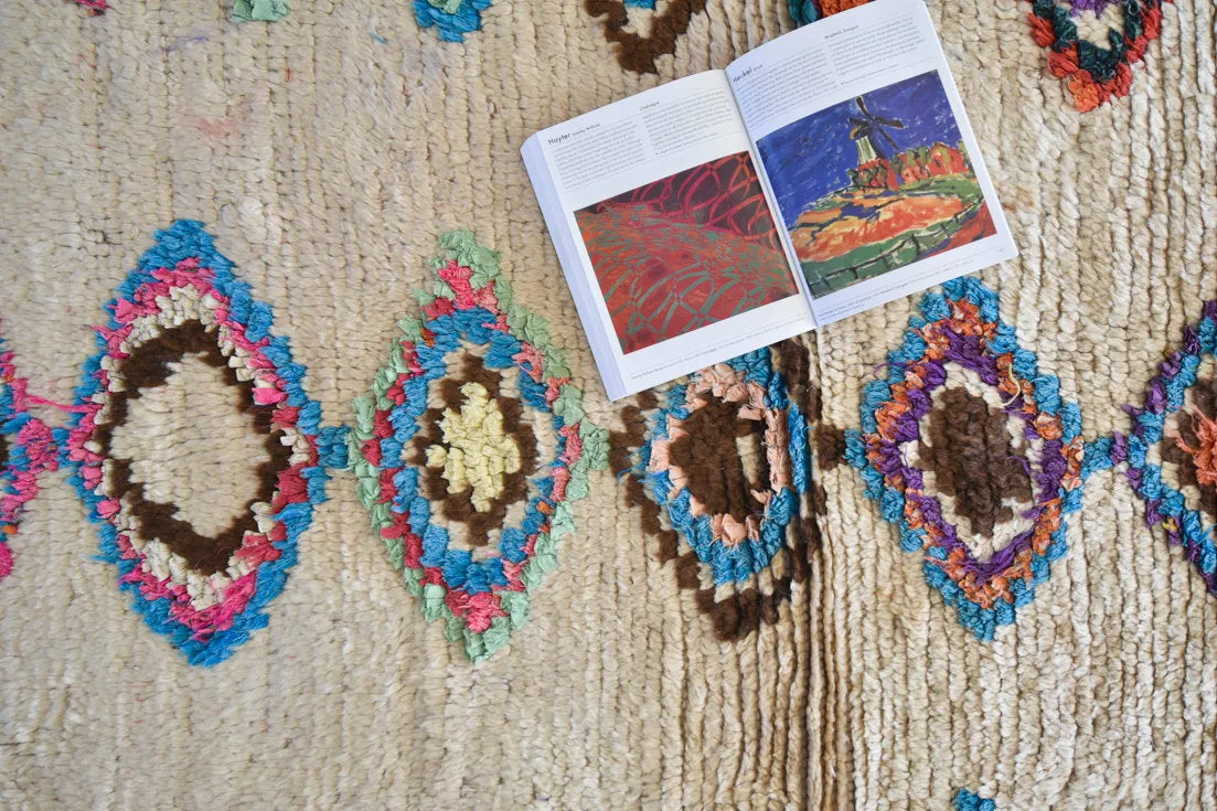 AZILAL. Vintage Moroccan Rug. Wool Boucherouite Carpet. Modern Design.