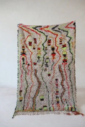 AZILAL. Vintage Moroccan Rug. Wool Boucherouite Carpet. Modern Design.