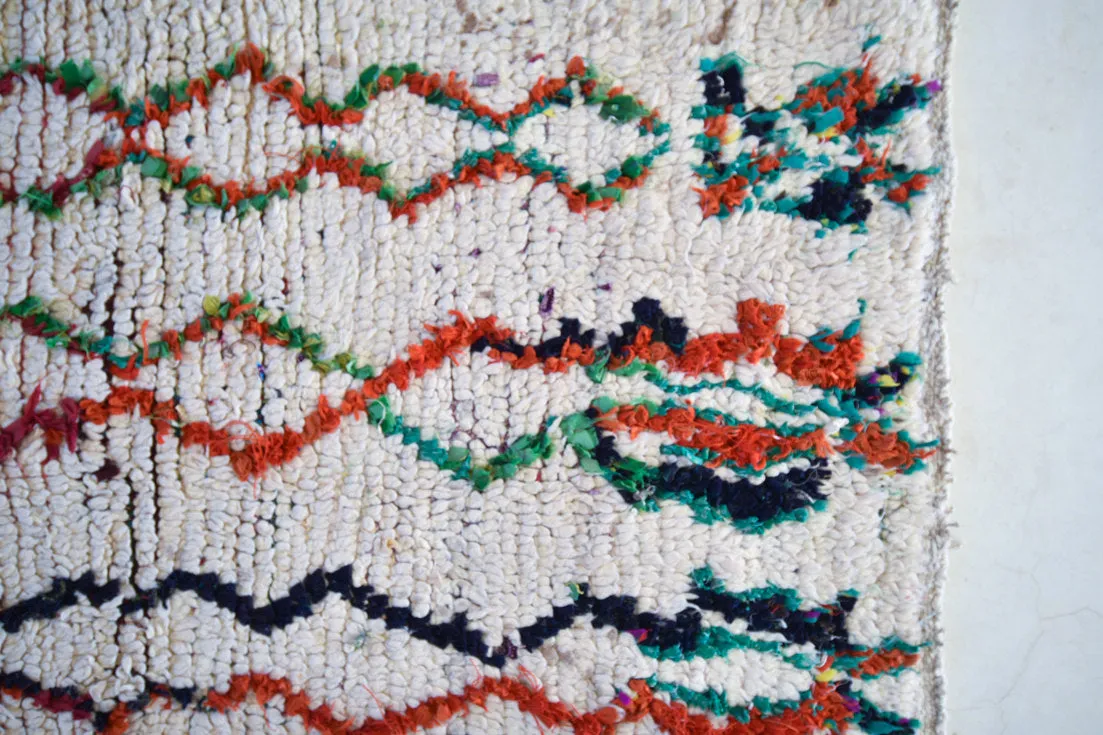 Azilal. Vintage Moroccan Rug. Wool Boucherouite Carpet. Modern Design.