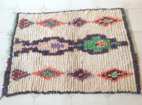 AZILAL. Vintage Moroccan Rug. Wool Boucherouite Carpet. Modern Design.