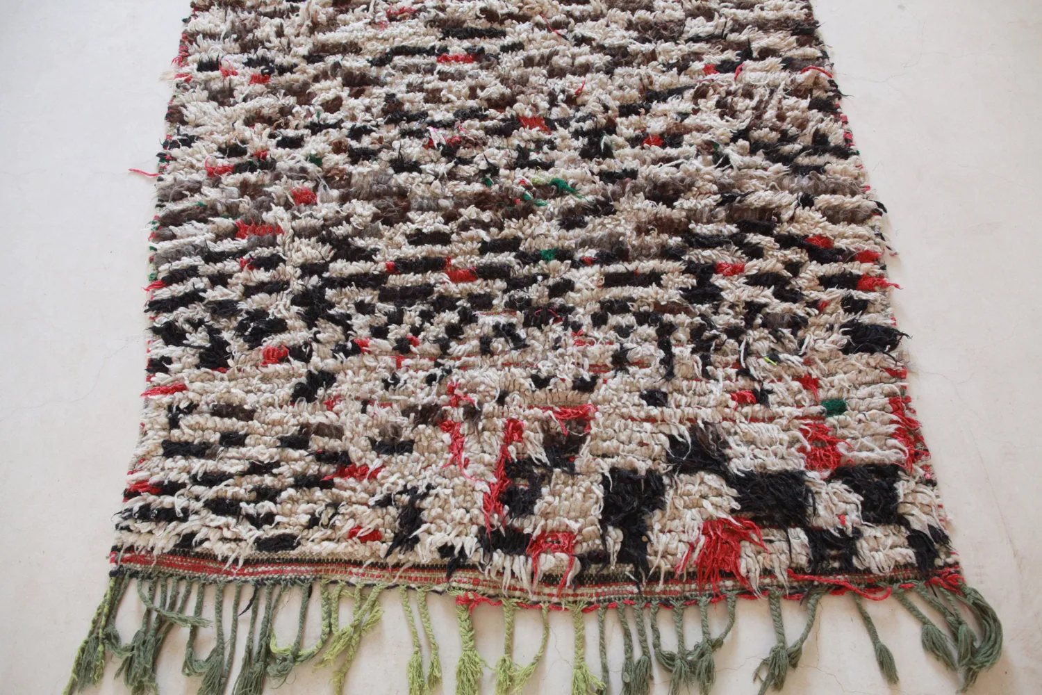 AZILAL. Vintage Moroccan Rug. Wool Boucherouite Carpet. Modern Design.