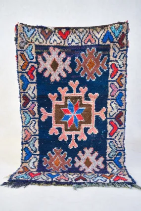 Azilal. Vintage Moroccan Rug. Wool Boucherouite Carpet. Modern Design.