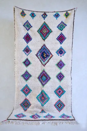 Azilal . Vintage Moroccan Rug. Wool Boucherouite Carpet. Modern Design.