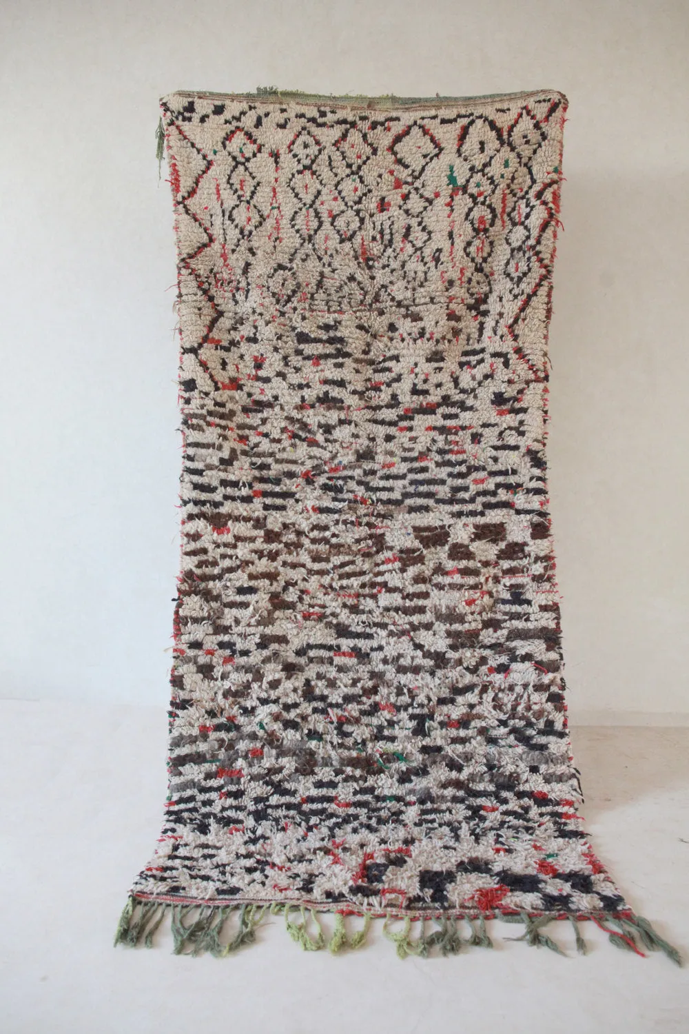AZILAL. Vintage Moroccan Rug. Wool Boucherouite Carpet. Modern Design.